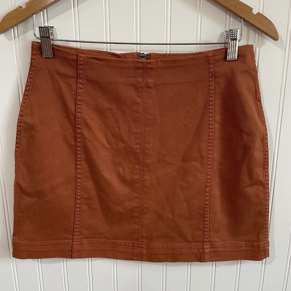 Wild Fable‎ Skirt Womens 6 Rust Orange Denim Mini Zip Closure